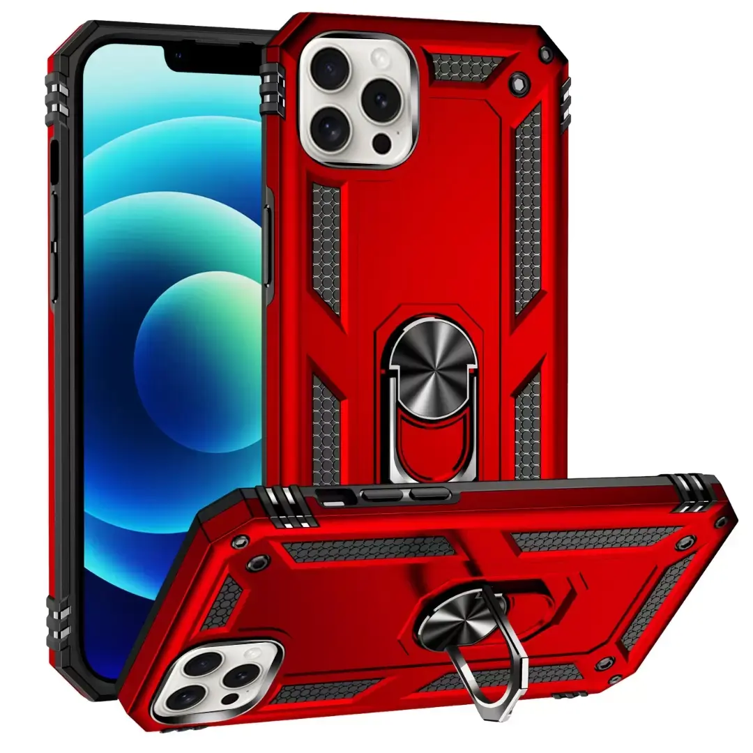 iPhone 15 Pro Max 2in1 Ring Case Red